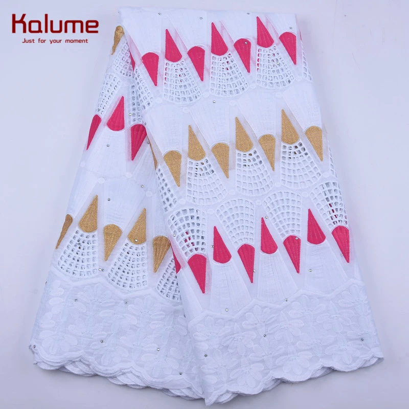 Kalume 2020 High Quality African Lace Fabric Stones Nigerian Swiss Cotton In Switzerland Holes Design For DressF1918 | Дом и сад