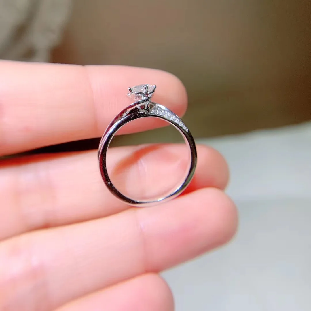 Kkmall магазин круглое серебряное кольцо с муассанитом 0.50ct D VVS роскошное кольцо с муассанитом Weding для женщин
