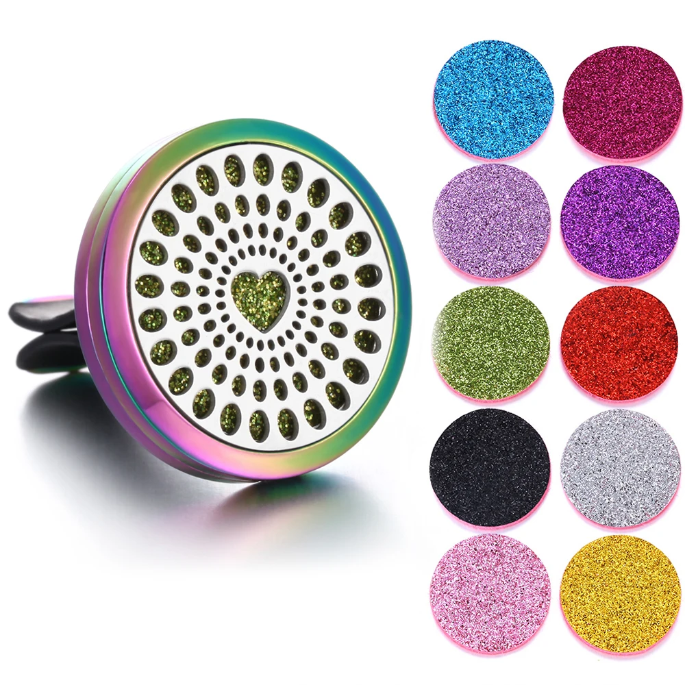 New Aromatherapy Jewelry Car Perfume Diffuser 316L Stainless Steel Aroma Essential Oil Diffuser Car Clip Lockets DropShipping - Окраска металла: 13