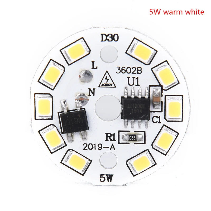 5w warm white 1 шт. светодиодный нашивка-лампочка лампа SMD пластина круглый Модуль светильник-источник для лампы светильник белый/теплый белый - Испускаемый цвет: 5w warm white