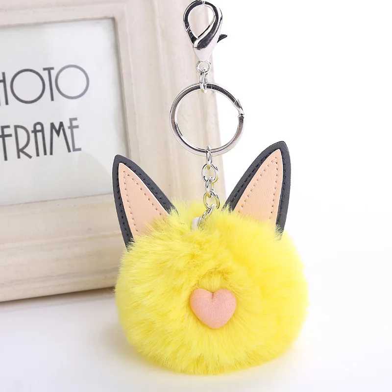 В наличии 14 цветов пушистый меховой помпон брелок Cat мягким искусственным мехом