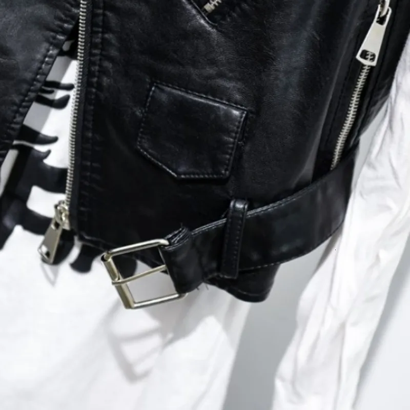 Корейская байкерская куртка Ретро Стильные модели с ремнем Casaco Feminino жилет для