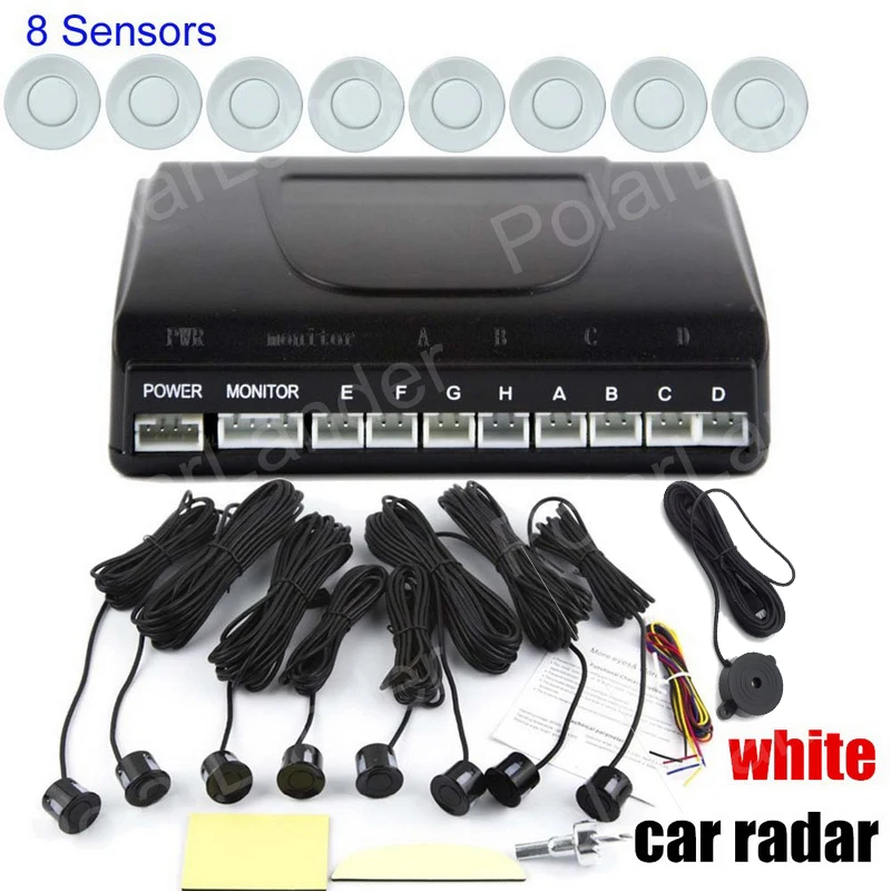 

8 Sensors Detector System Kit Auto Reverse Backup Sound Alert BEBE sound Alarm Indicator Probe Car Parking Sensor 12V