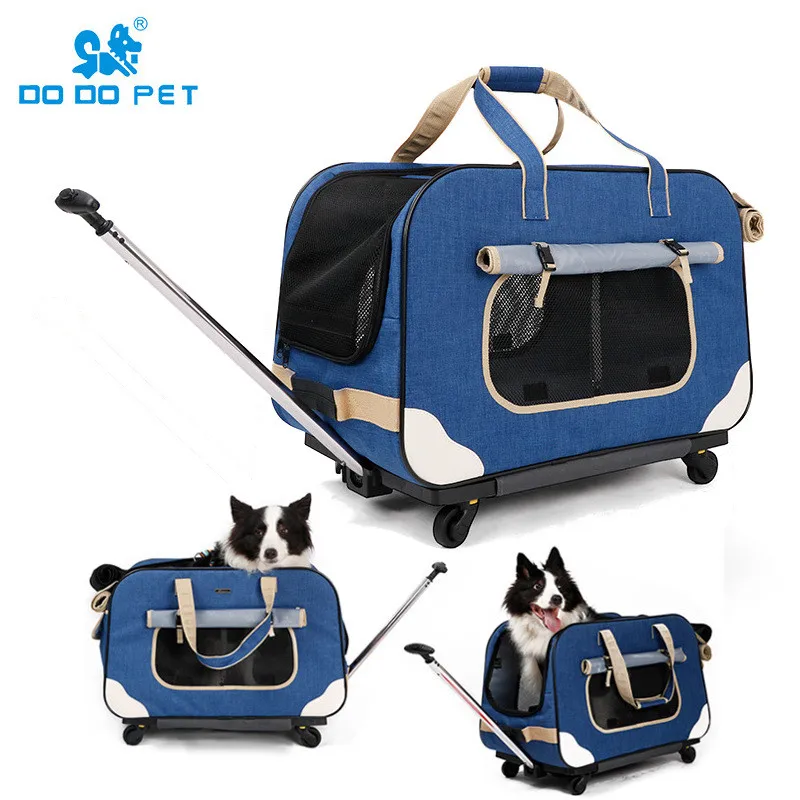 DODOPET портативная переноска для собак Bag дорожные сумки щенков 4 колесный складной
