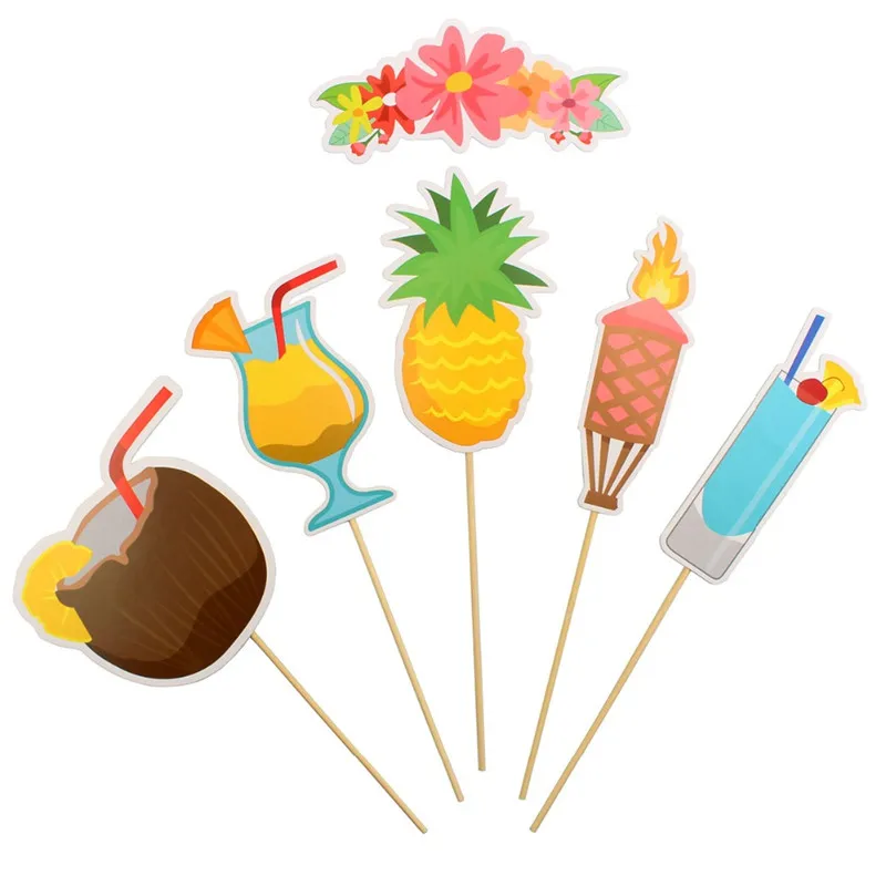 21Pcs Flamingo Photobooth Props Wedding Party Decoration Brithday Photo Booth Kit Accessories Hawaii Tropical PT28 - купить по