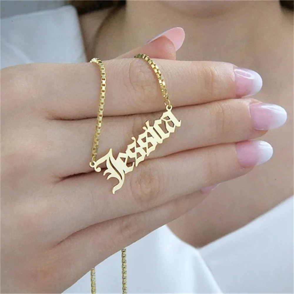 

Ожерелье женское из нержавеющей стали под заказ, старинное ожерелье с кубинской цепью под старину, колье с индивидуальным названием колье с...