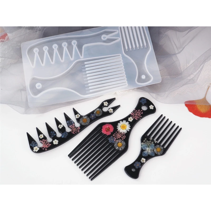 

African Hair Comb Resin Molds Craft Tools Hair Pick Mold Afro Comb Resin Molds DIY Hair Pick Comb Molds Silicone Mold