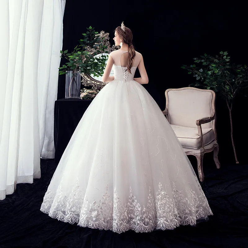 Настоящая фотография кружевное свадебное платье с аппликацией элегантное