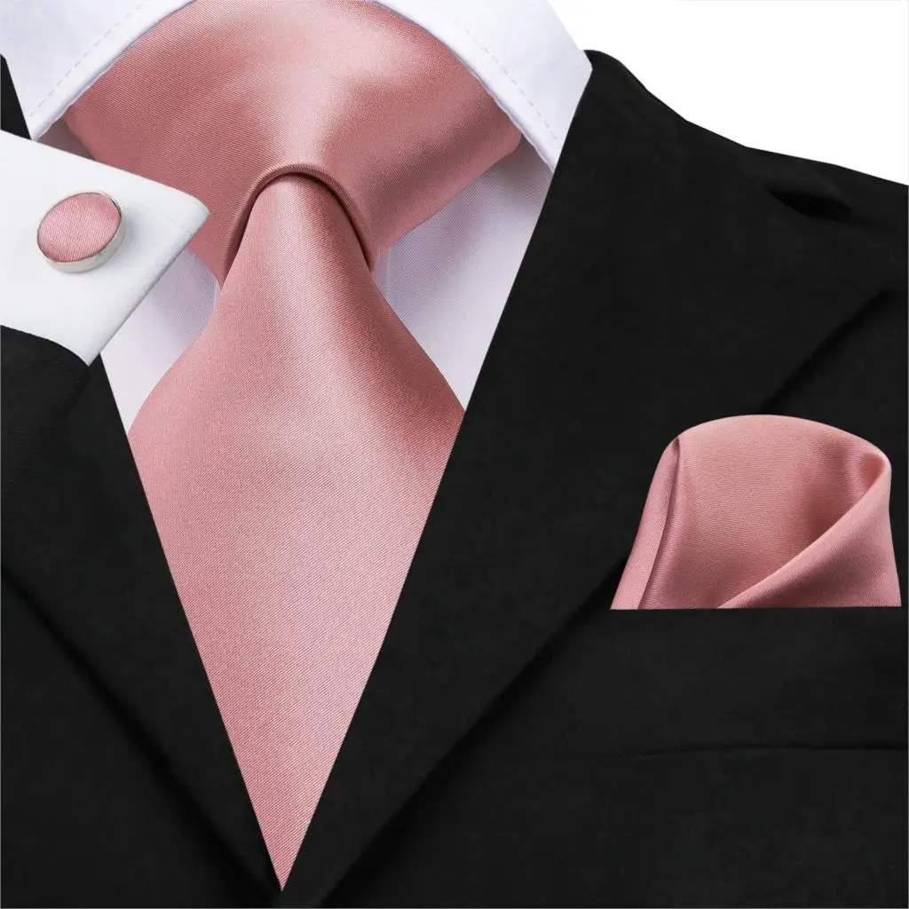 Hi-Tie шелк классический мужской свадебный коралловый розовый красный персиковый галстук карманные Квадратные Запонки Набор галстуки с розами для мужчин одноцветные Галстуки Пейсли