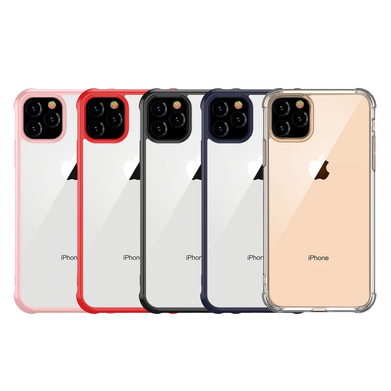 Противоударный чехол-бампер с желейной рамкой для iphone 11 Pro Max XR Xs X 7 8 Plus, прозрачный жесткий чехол с защитой камеры