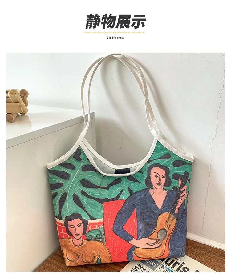 

Fashion Folding Women Big Size Handbag Tote Ladies Casual Flower Printing Canvas Graffiti Shoulder Bag Beach Bolsa Feminina