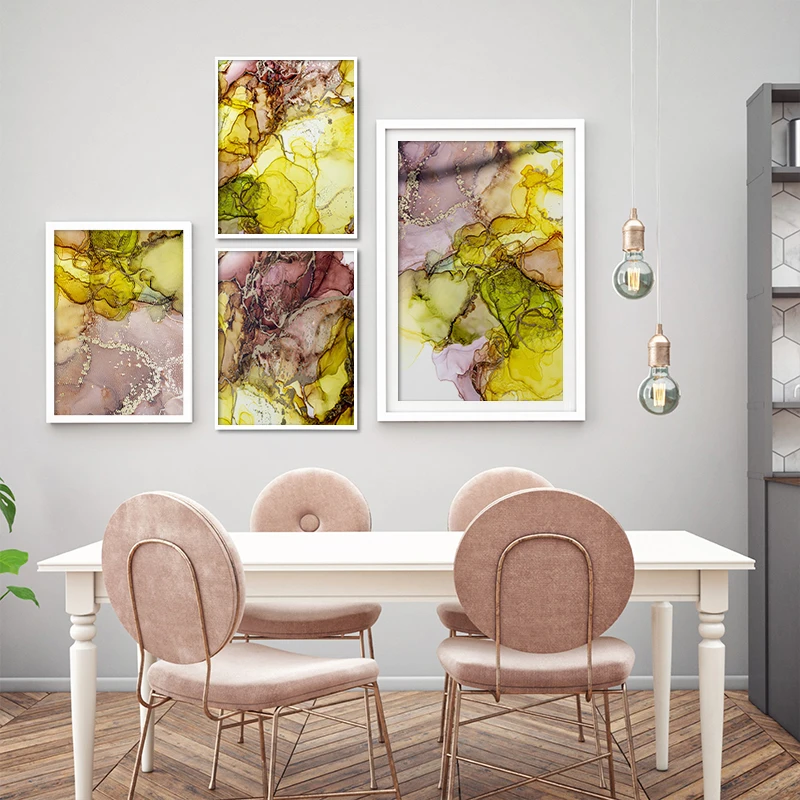 

Nordic Abstract Yellow Pink Canvas Painting Poster Print Wall Art Picture For Living Room Bedroom Scandinavian Modern Home Decor