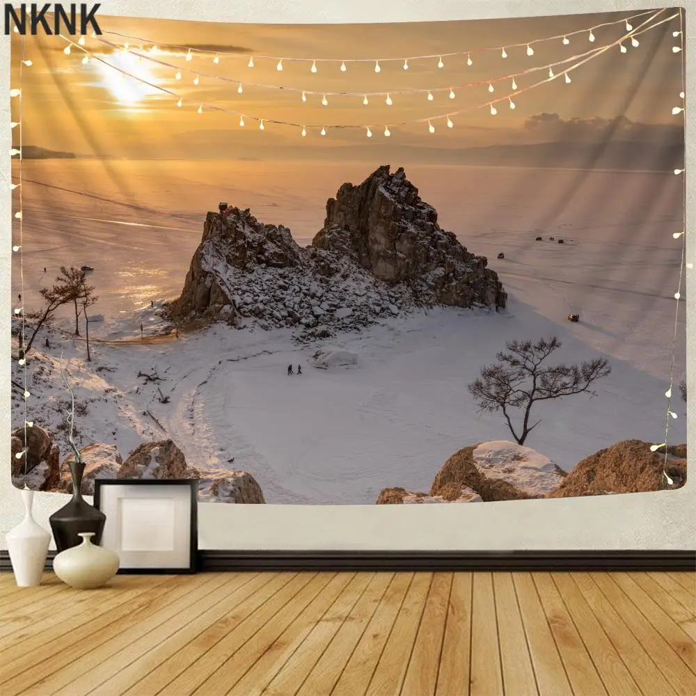 

Настенная подвесная Мандала NKNK с 3D принтом снега и гор, домашний декор, узор из полиэстера
