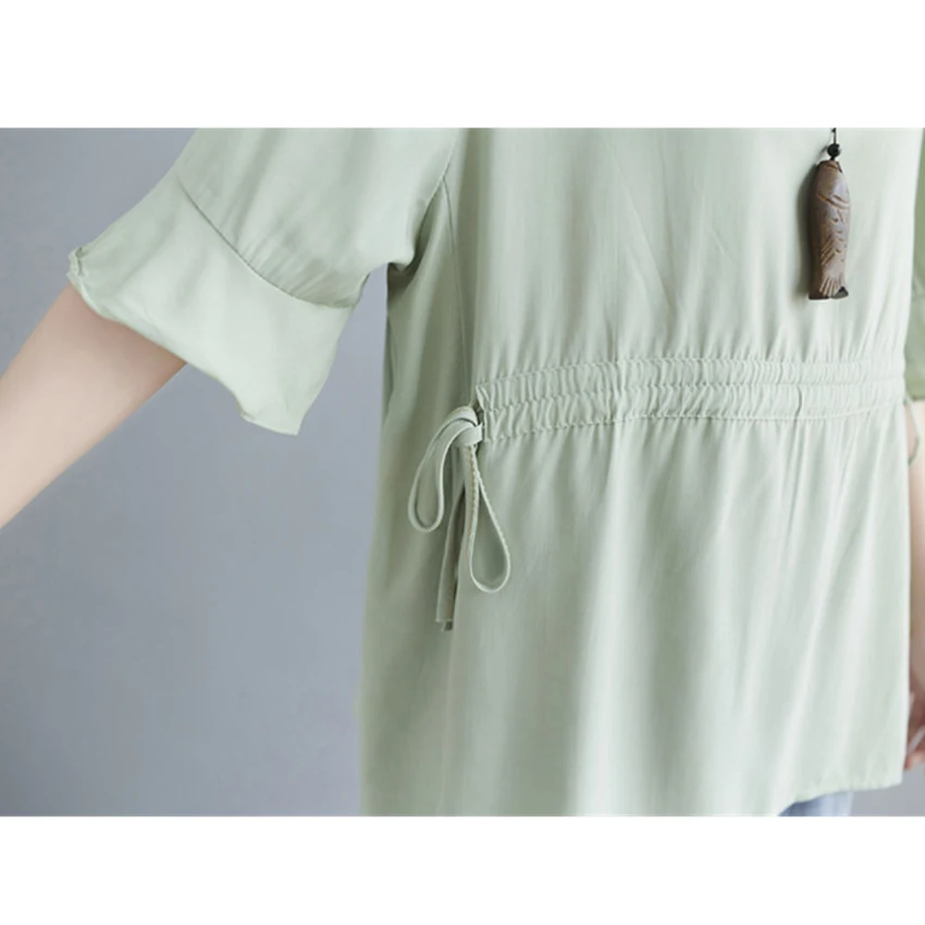 

2021 Summer Women Clothing Solid Cotton Linen Shirt Casual Loose Tops Short Sleeve Tee Shirt Femme