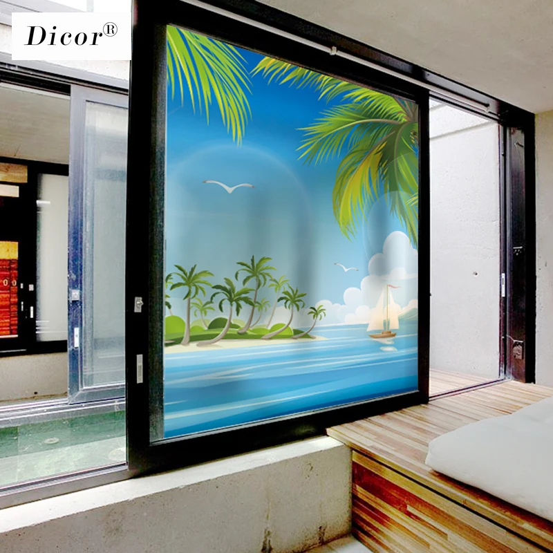 Заказная витражная статическая пленка для окна матовая непрозрачная