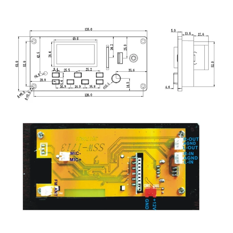 AAAE топ-модуль поддержка fm-радио MP3 плеер аудио AUX USB с лирикой дисплей 12 В LCD Bluetooth