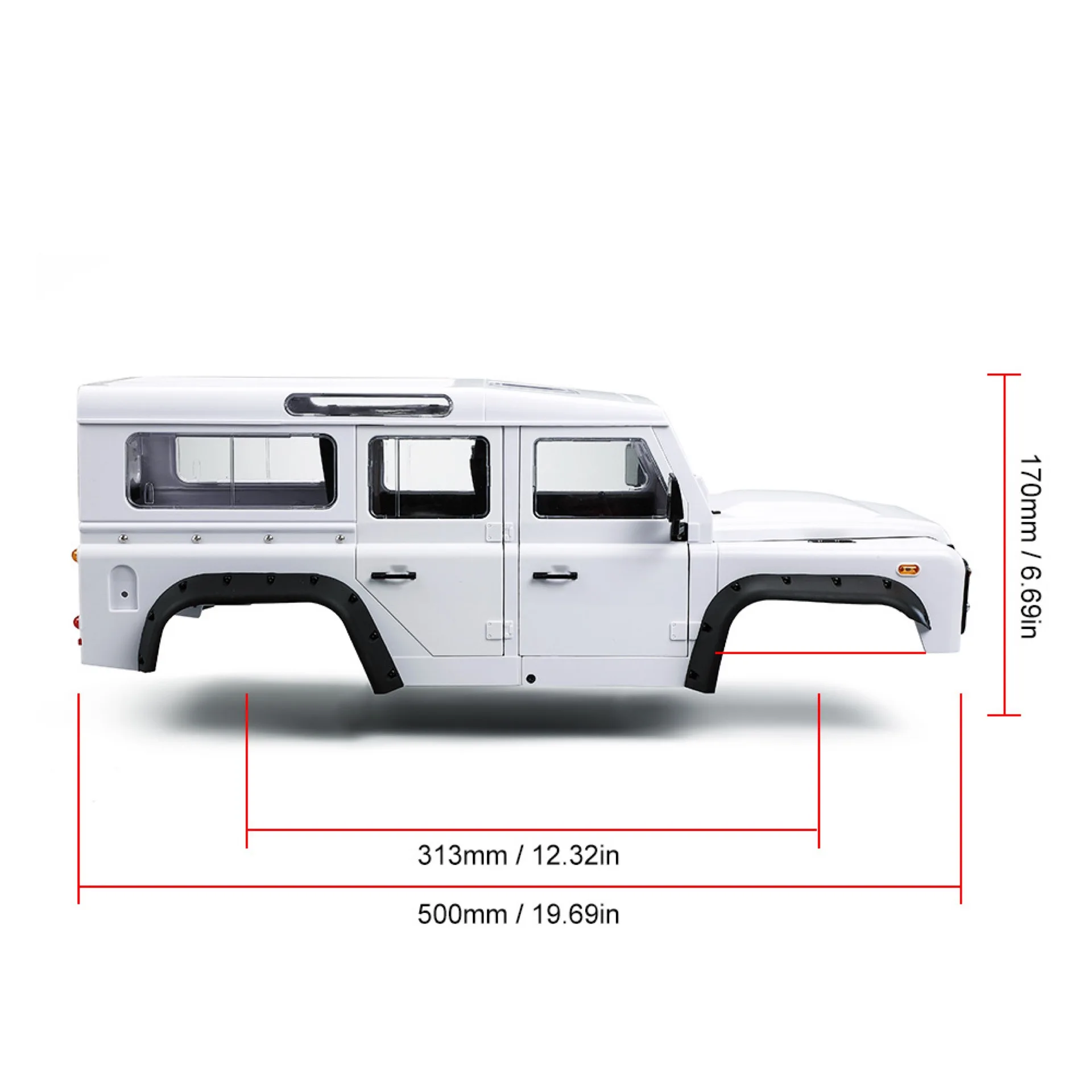 

TCRC Hard Plastic 313mm 12.3inch D110 Defender Body Shell for 1/10 RC Crawler Car Traxxas TRX4 Axial SCX10 II