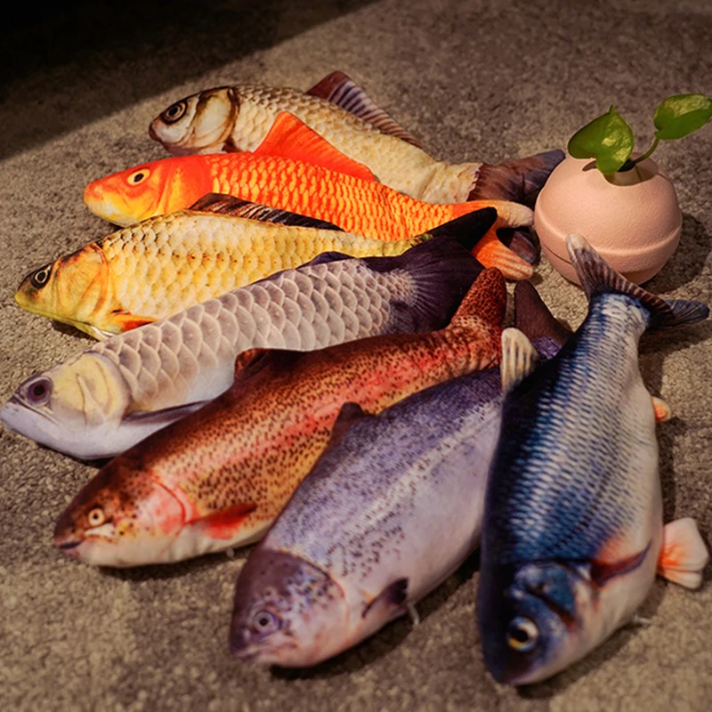 

Mini Funny Cat Pet Toy Electric Fish Simulation Fish USB Beating Fish Plush Toy Swing Fish Children Toys