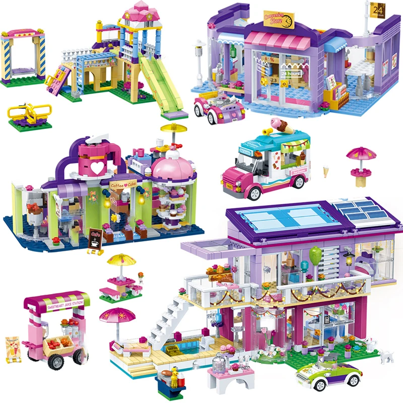 

Friends Series Ice Cream Van Playground Villa Party Building Blocks Friendship House Bricks Toys For Girls Kids Christmas Gifts
