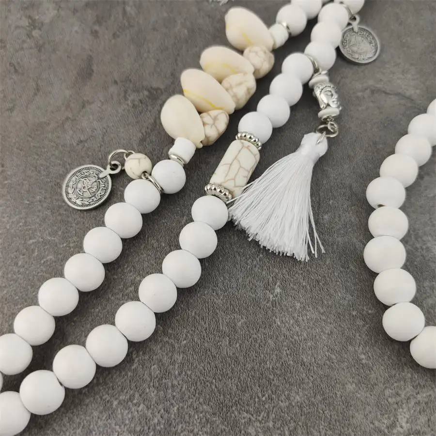 Женское Ожерелье с кисточками в стиле бохо длинное ожерелье из белого дерева