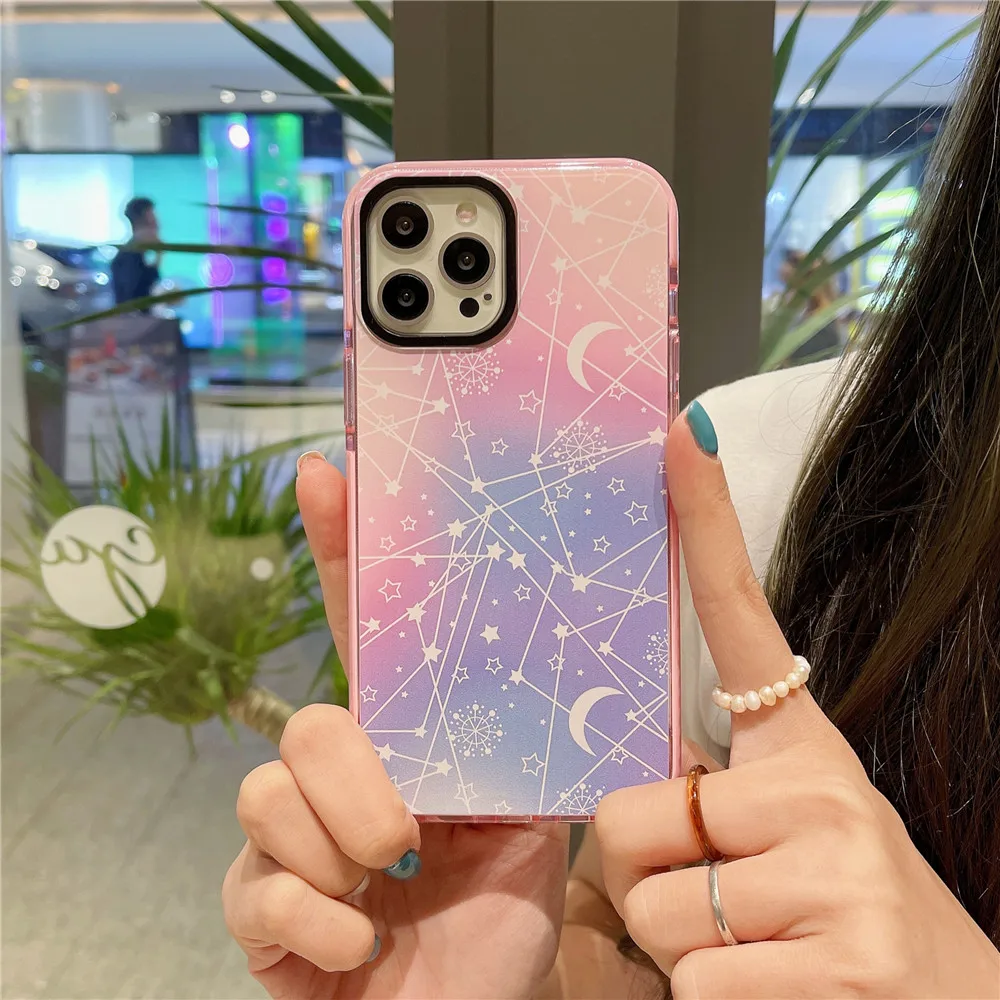Акварель Космос планета звезд Луны со снежинками мягкий чехол для iPhone 12 11 Pro Max X XR