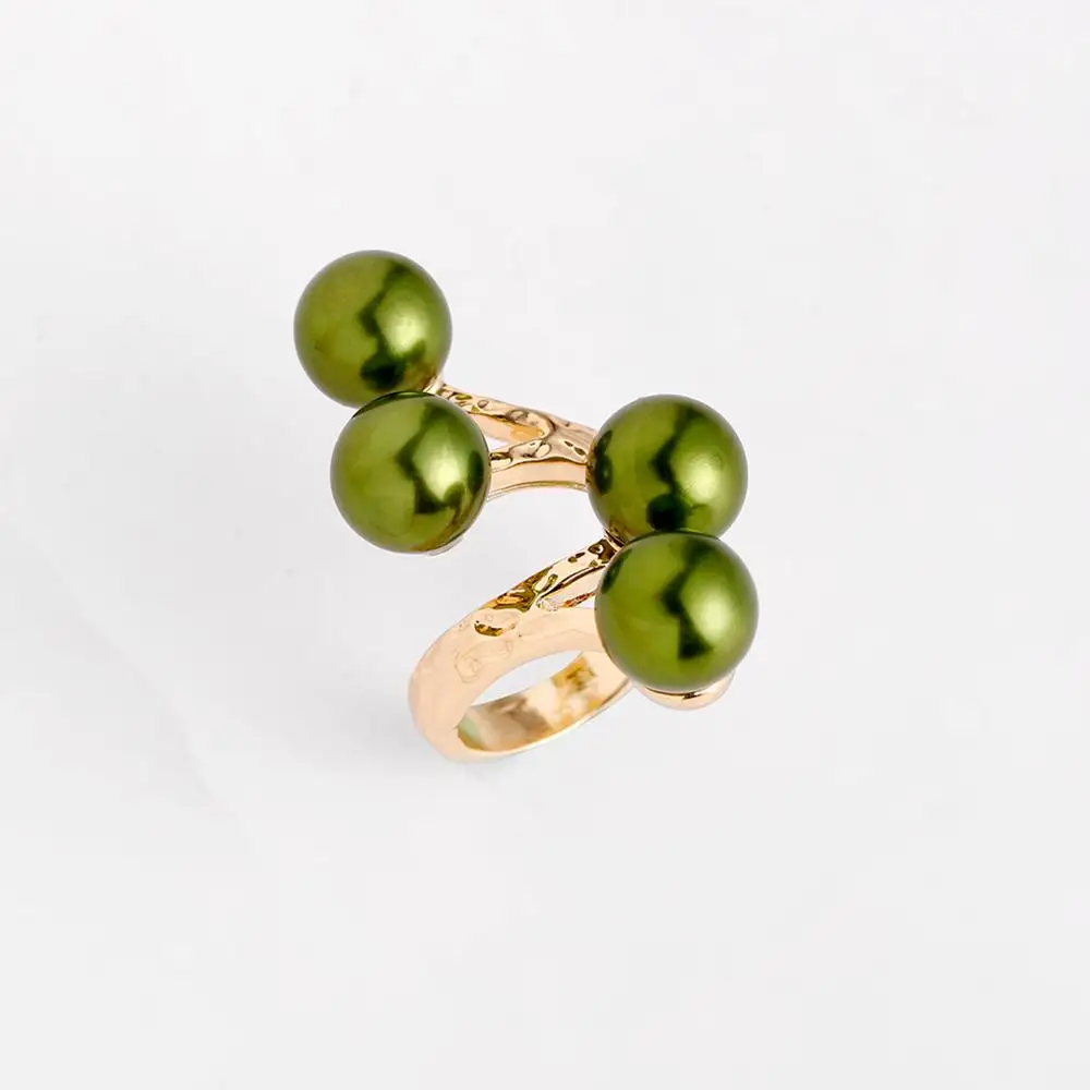 

SophiaXuan Gold Plated Ring Fashion Black Pearl Hawaiian Rings for Women Wholesale Price Frangipani Heart Turtle Ring Jewelry