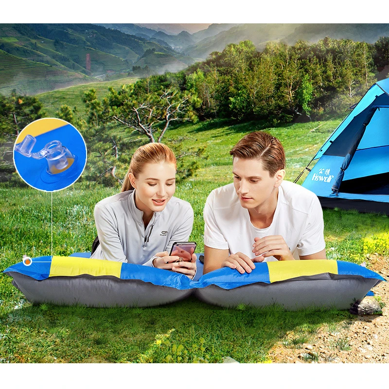 

Hewolf 1-2 person Automatic Inflatable Camping Mat with Air Pillow Splicable outdoor Hiking Travel Fishing Tents mattress