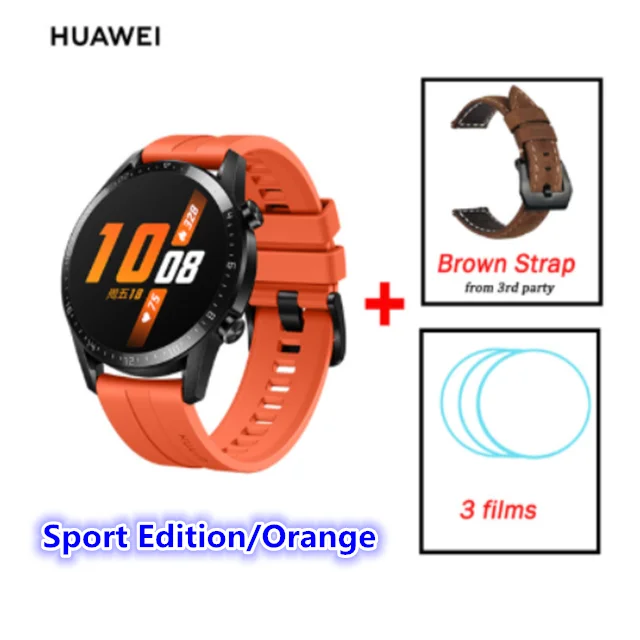 Новейшие часы huawei GT 2, умные часы с Bluetooth, умные часы 5,1, умные часы с функцией звонка и сердечного ритма - Цвет: Оранжевый