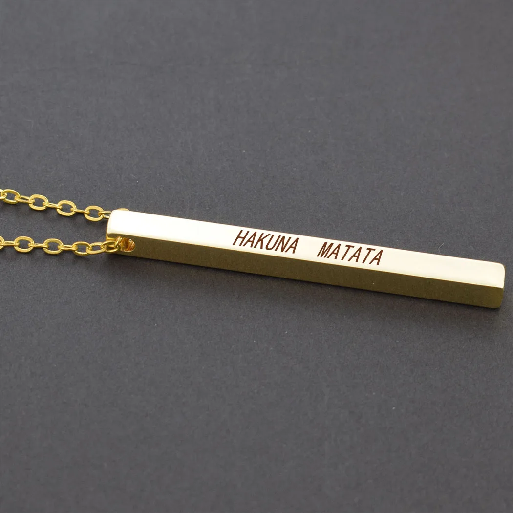 HAKUNA MATATA Bar Vertical Necklace Movie African Proverb Pendant Charm Lettering Engraving Jewelry for Friend Sisters Gift | Украшения и