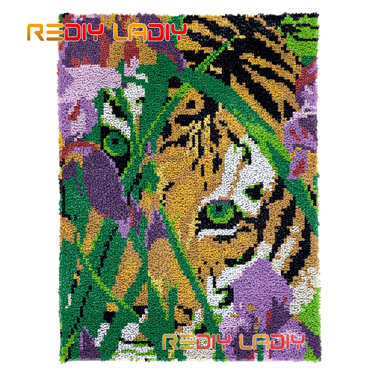

Latch Hook Rug Tiger Behind DIY Carpet Rug Kits Chunky Yarn Cushion Crocheting Wall Tapestry Knitted Floor Mat Arts & Crafts