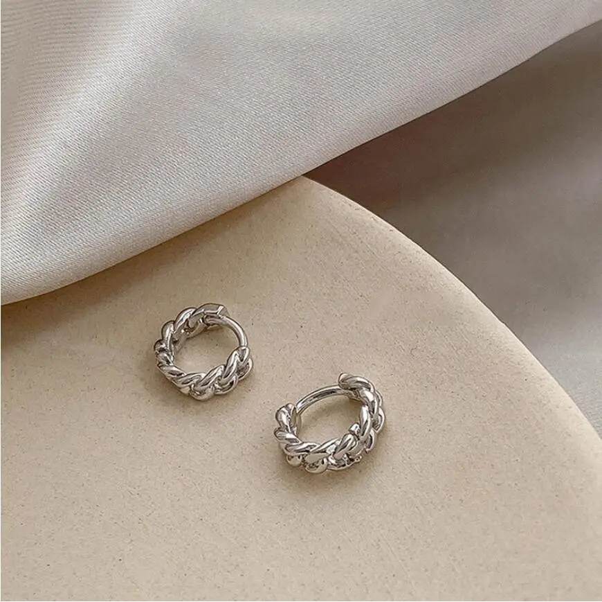 

925 Sterling Silver New Retro Trend Exquisite Superior Temperament Chain Circle Buckle Hoop Earrings For Women Gifts Jewellery