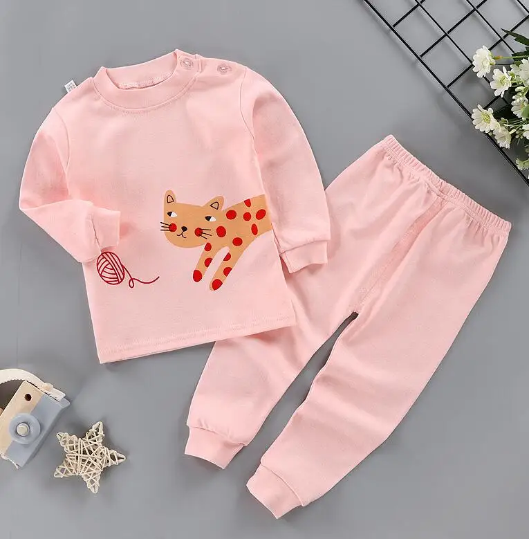 style 7 Новые детские пижамные комплекты для мальчиков и девочек Милая футболка с длинными рукавами и принтом из мультфильмов топы и штаны осенняя одежда для сна для малышей - Цвет: style 7
