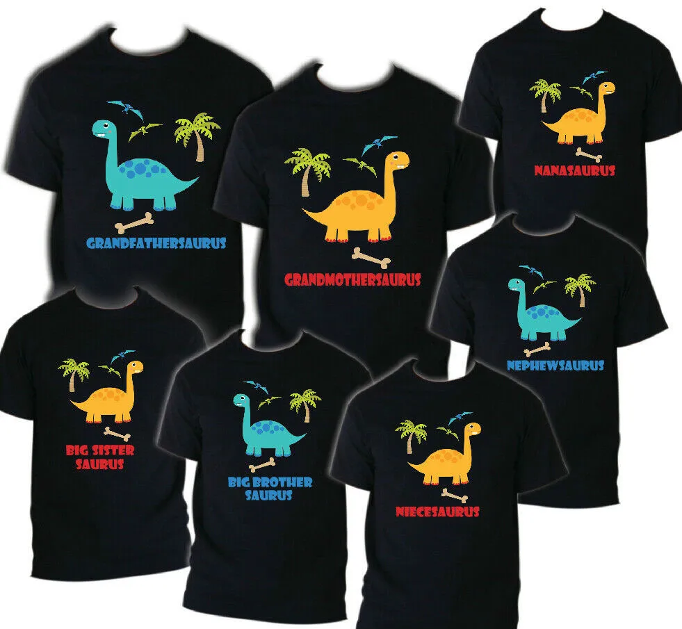 Динозавр большая семья День рождения партия подходящая футболка семейная одежда