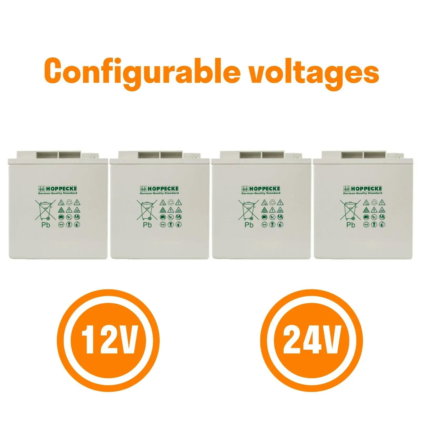 

Hoppecke Batteries 5.5kWh Lead Acid GEL 4x 250Ah Deep Cycle Solar Power 24V