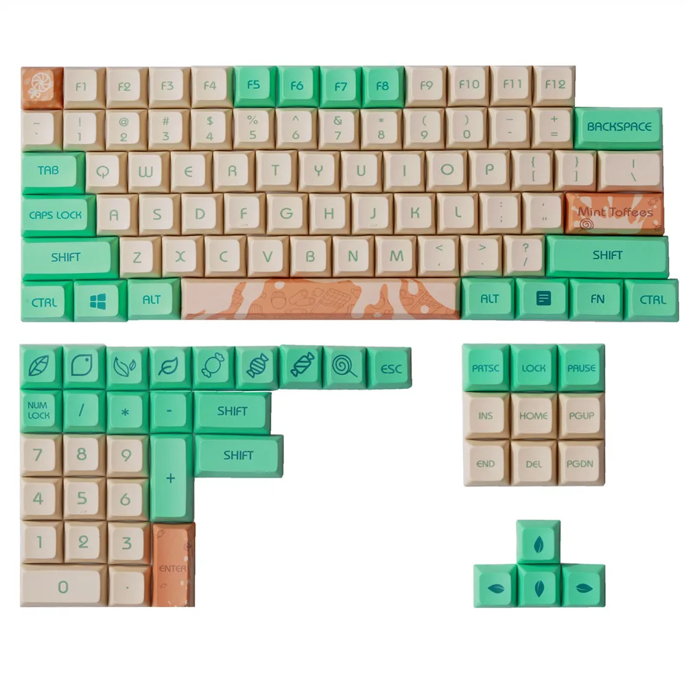 

1 set Mint candy XDA key cap for MX switch mechanical keyboard PBT dye subbed keycaps for GH60/GK61/GK64/84/87/96/104/108/980