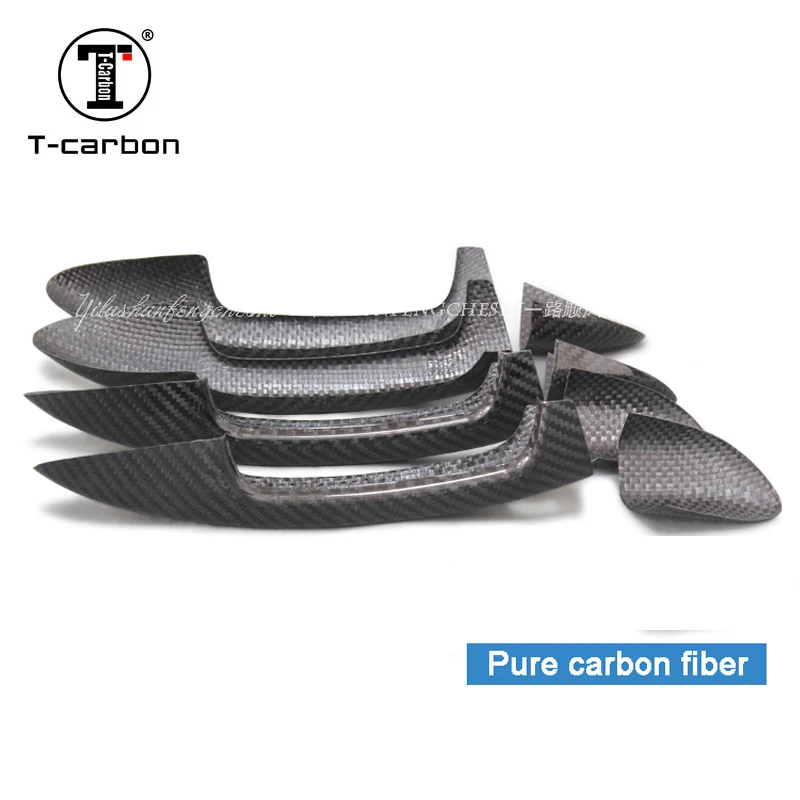 

Car styling Carbon Fiber Auto Door Handle Knob Exterior Trim Covers For Volkswagen POLO UP Beetle Tiguan Sagitar TT TTS Sticker