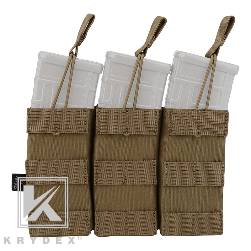 

KRYDEX Tactical Modular Triple Magazine Pouch 5.56 .223 Open Top MOLLE PALS Mag Carrier For Military Shooting Hunting CB