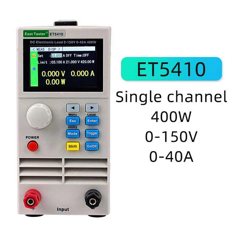 

ET5410/ET5411/ET5420 Electrical Load 150V/500V 40A/15A 400W Professional Programmable Battery Tester Digital DC Load Meter