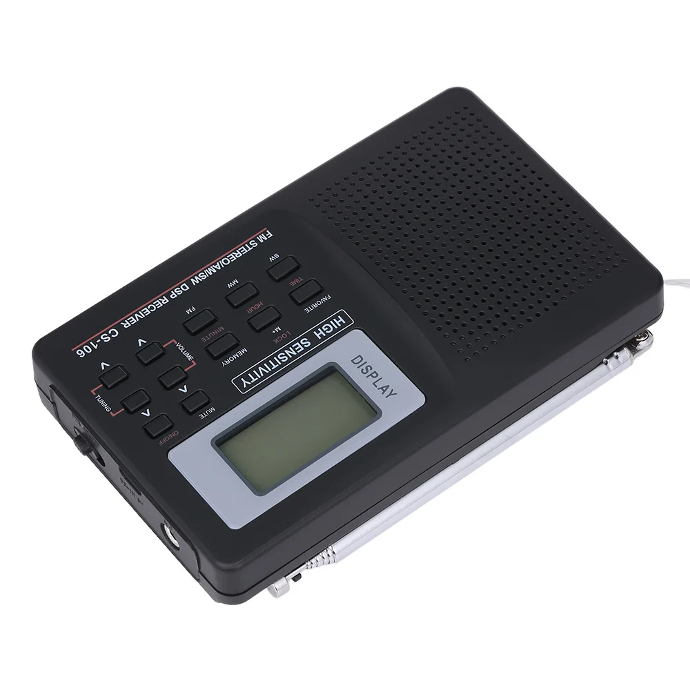 Мини FM радио портативное радио FM/AM/SW радио карманный цифровой стерео радио приемник наушники выход время дисплей внешняя антенна