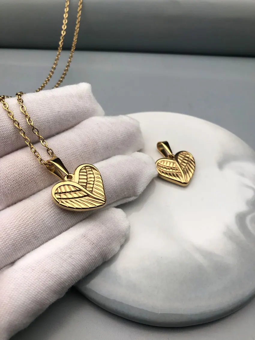 Ожерелье в стиле хип-хоп подвеска из золотой нержавеющей стали с перьями форме