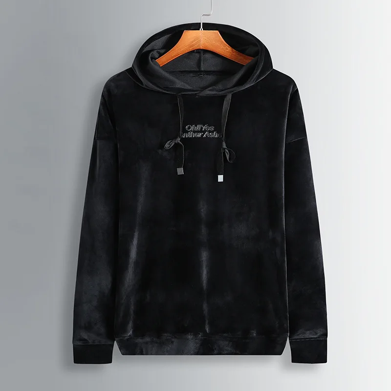

Autumn New Style Men's official youth trendy fat plus size fashionable casual gold velvet Hooded Sweater men's long sleeves