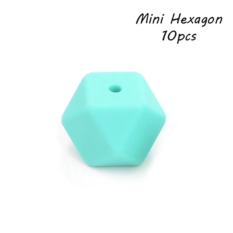 Turquoise LOFCA 10 шт. Пищевая силиконовая бусина мини шестиугольник зубной прорезыватель для малышей Прорезыватель зубов игрушки Бусы, не содержат Бисфенол А Соска-Подвеска для DIY - Цвет: Turquoise