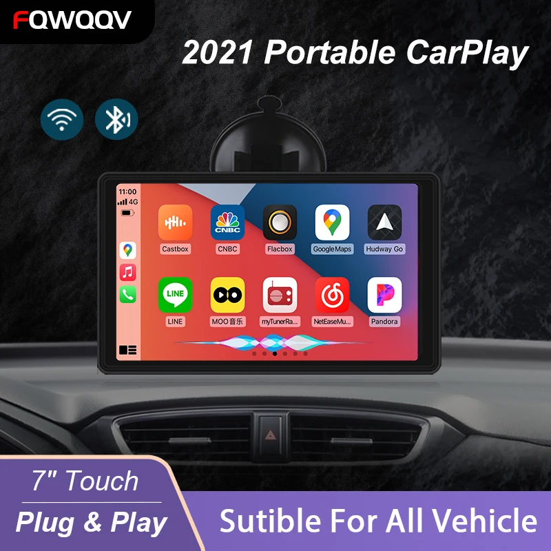 7-дюймовый сенсорный автомобильный портативный беспроводной Apple CarPlay/Android