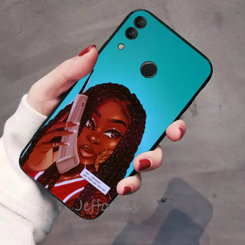 

Fashion Black Girls Phone Case For Huawei honor Mate P 9 10 20 30 40 Pro 10i 7 8 a x Lite nova 5t