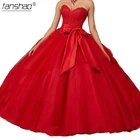 Женское платье без бретелек Fanshao, красное вечернее платье с бантом, поясом, бисером, блестками и аппликацией в несколько рядов, 15 шт.