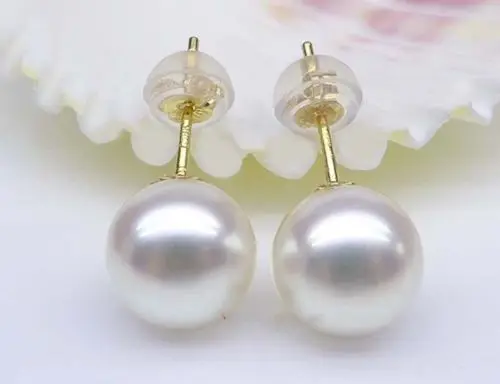 

Top Quality AAAA REAL ROUND 10-11MM SOUTH SEA WHITE PEARL 18 EARRINGS