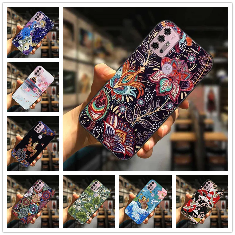 

Painted Case for Moto G30 G20 G10 Cover Emboss Silicone Relief 3D Soft Fundas for Motorola G50 G60 Capas Flower G 30 Luxury Bag