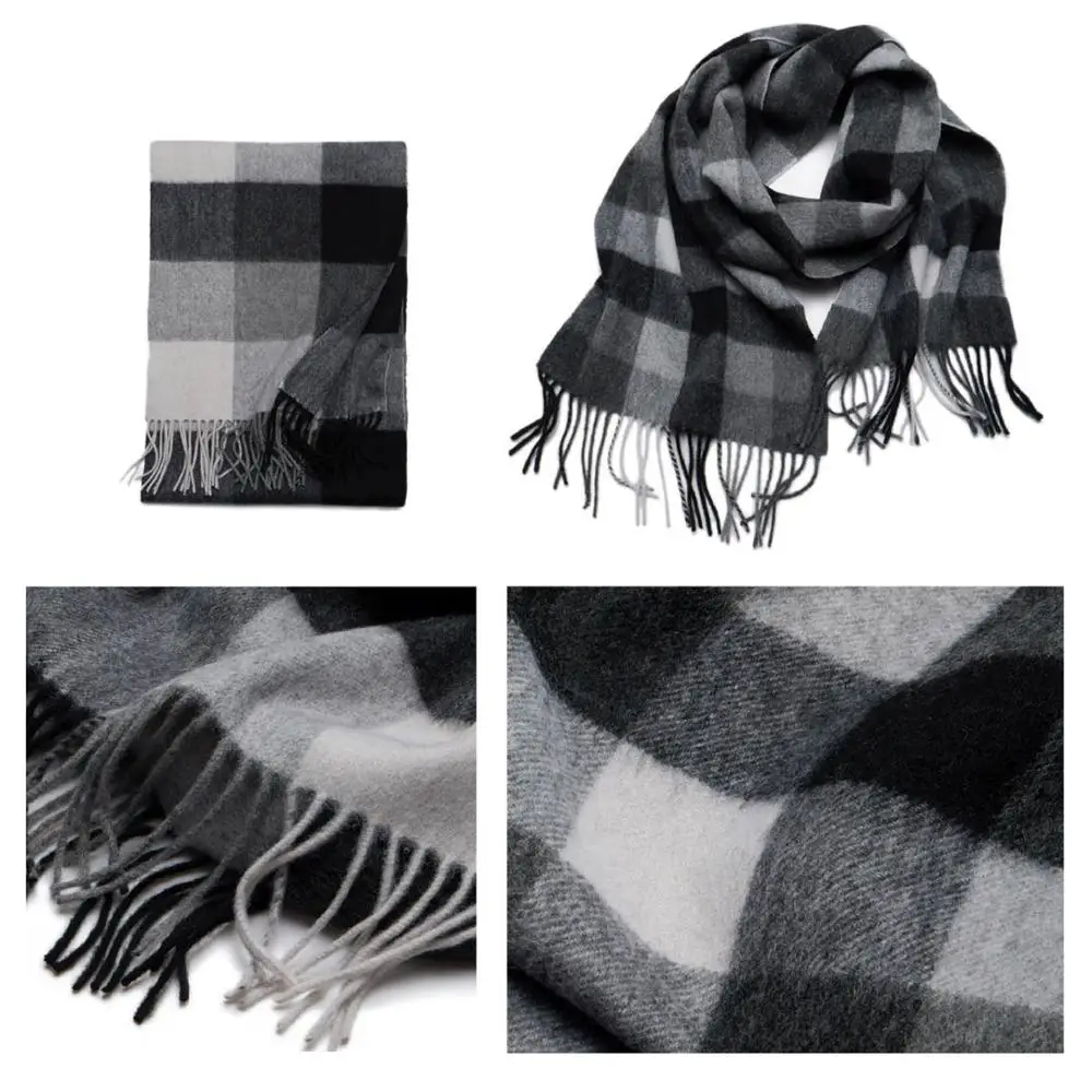 Полосатый шарф в клетку CAVME из чистой шерсти мужские длинные базовые шарфы