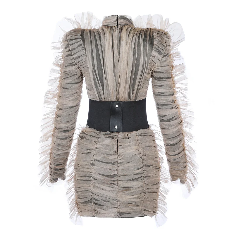 Sexyboutique Бандажное платье с длинным рукавом кружевное Пышное зимнее элегантное