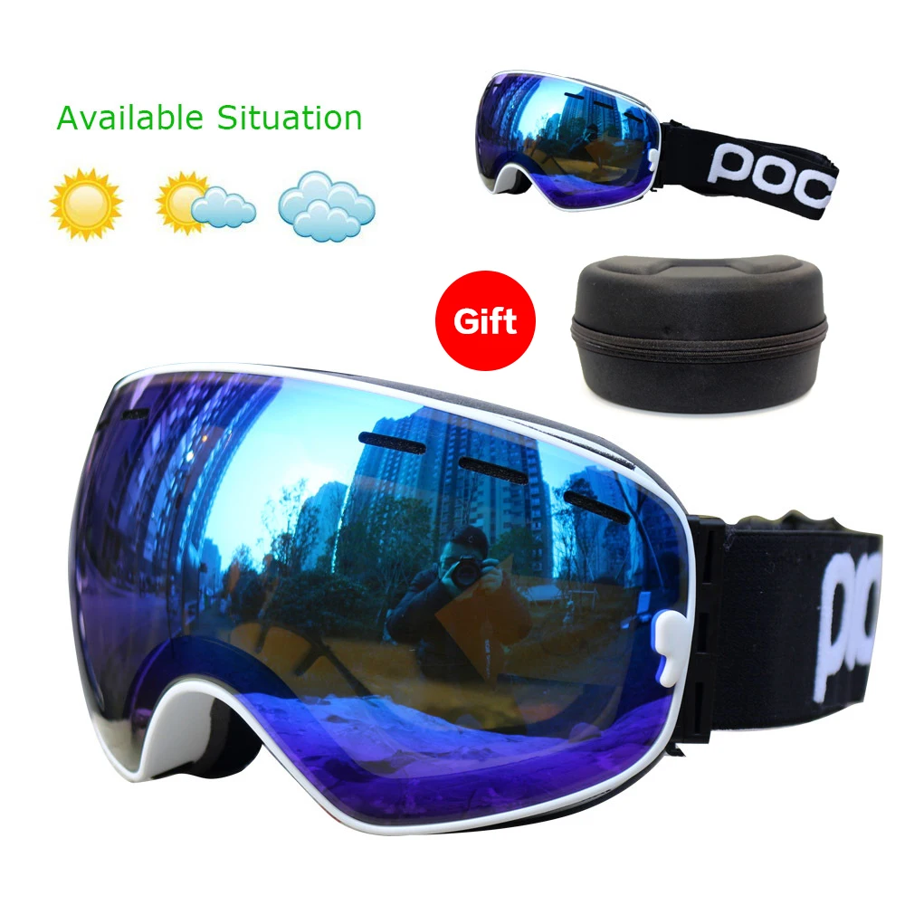 Лыжные очки POC с защитой UV400 для сноуборда противотуманные большая Лыжная маска